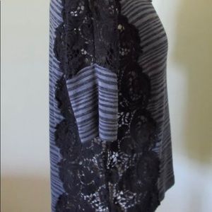 We the Free Battenburg Lace Crochet Stripe Top S